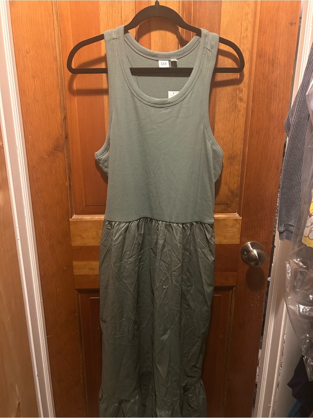 GAP Olive Green Sleeveless Racerback Maxi Dress